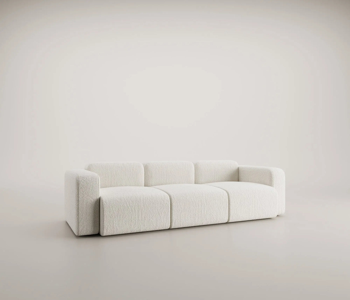 Canapé Modulable 3 Places en Tissu Bouclé Blanc – Design Contemporain Haut de Gamme Uniqam Design