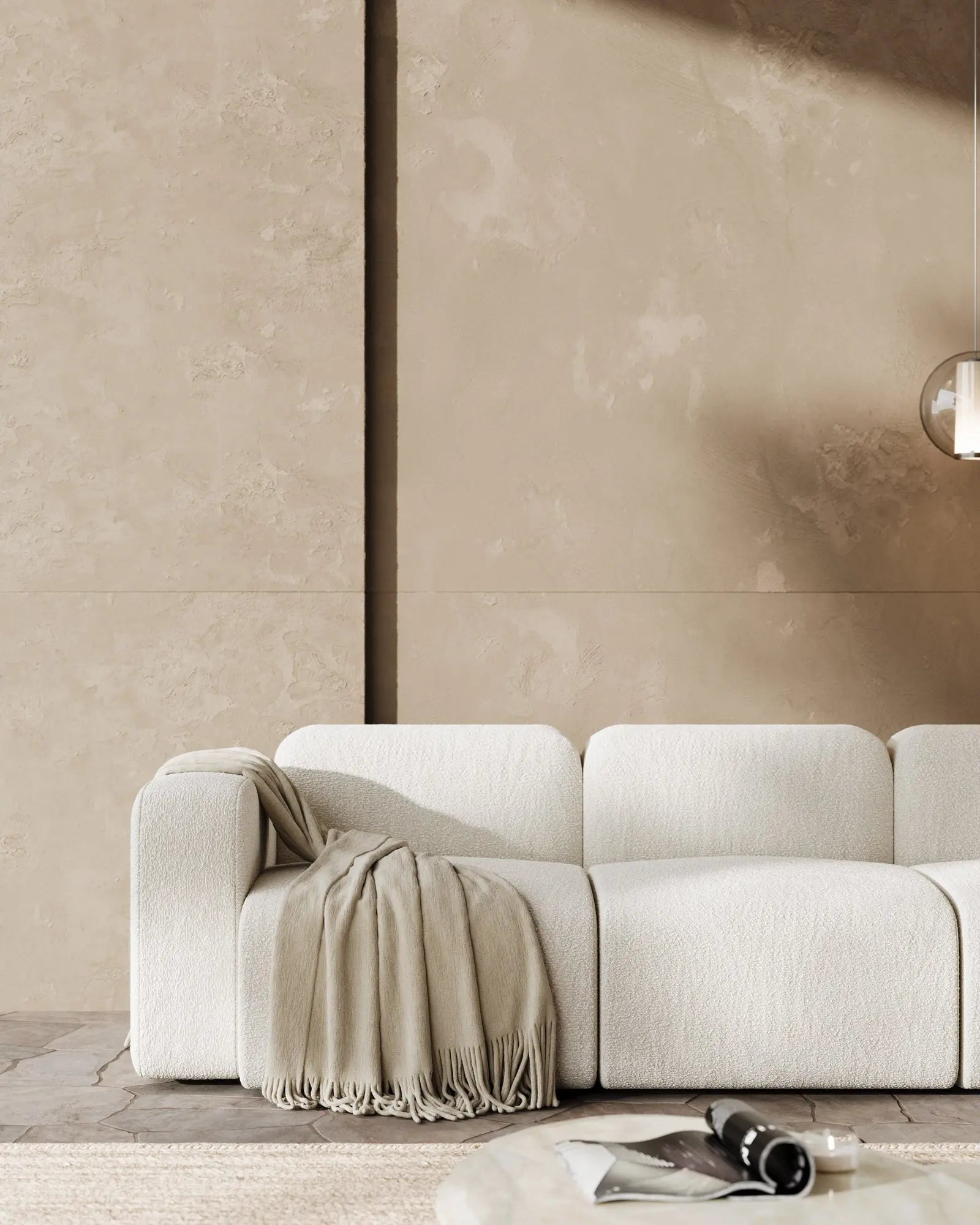 Canapé Modulable 3 Places en Tissu Bouclé Blanc – Design Contemporain Haut de Gamme Uniqam Design