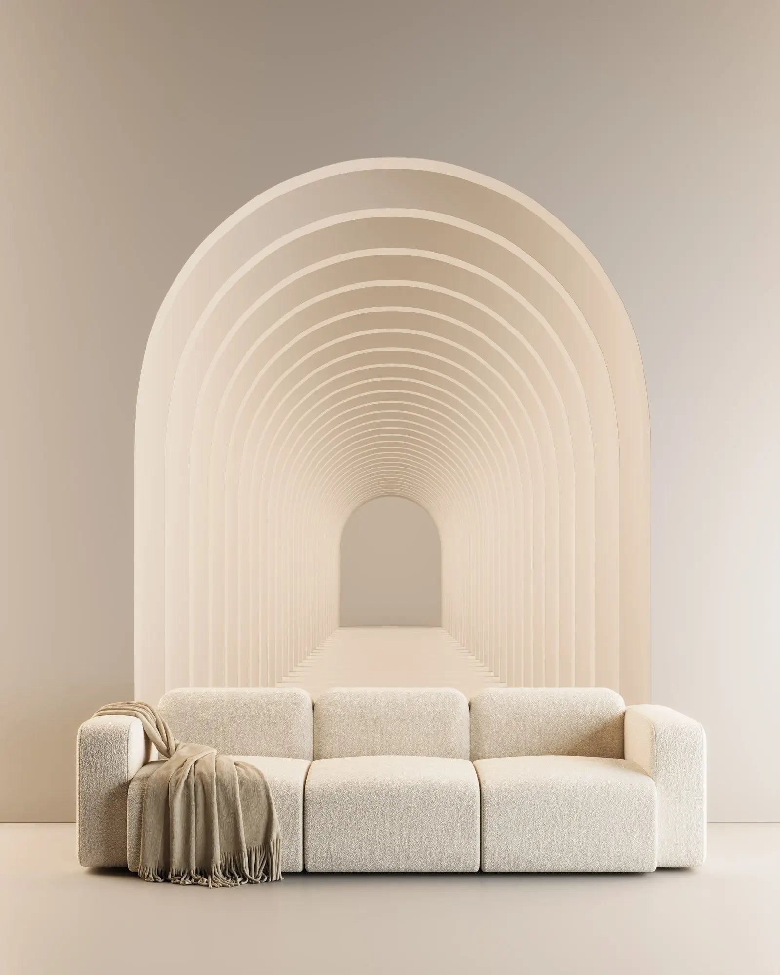 Canapé Modulable 3 Places en Tissu Bouclé Blanc – Design Contemporain Haut de Gamme Uniqam Design