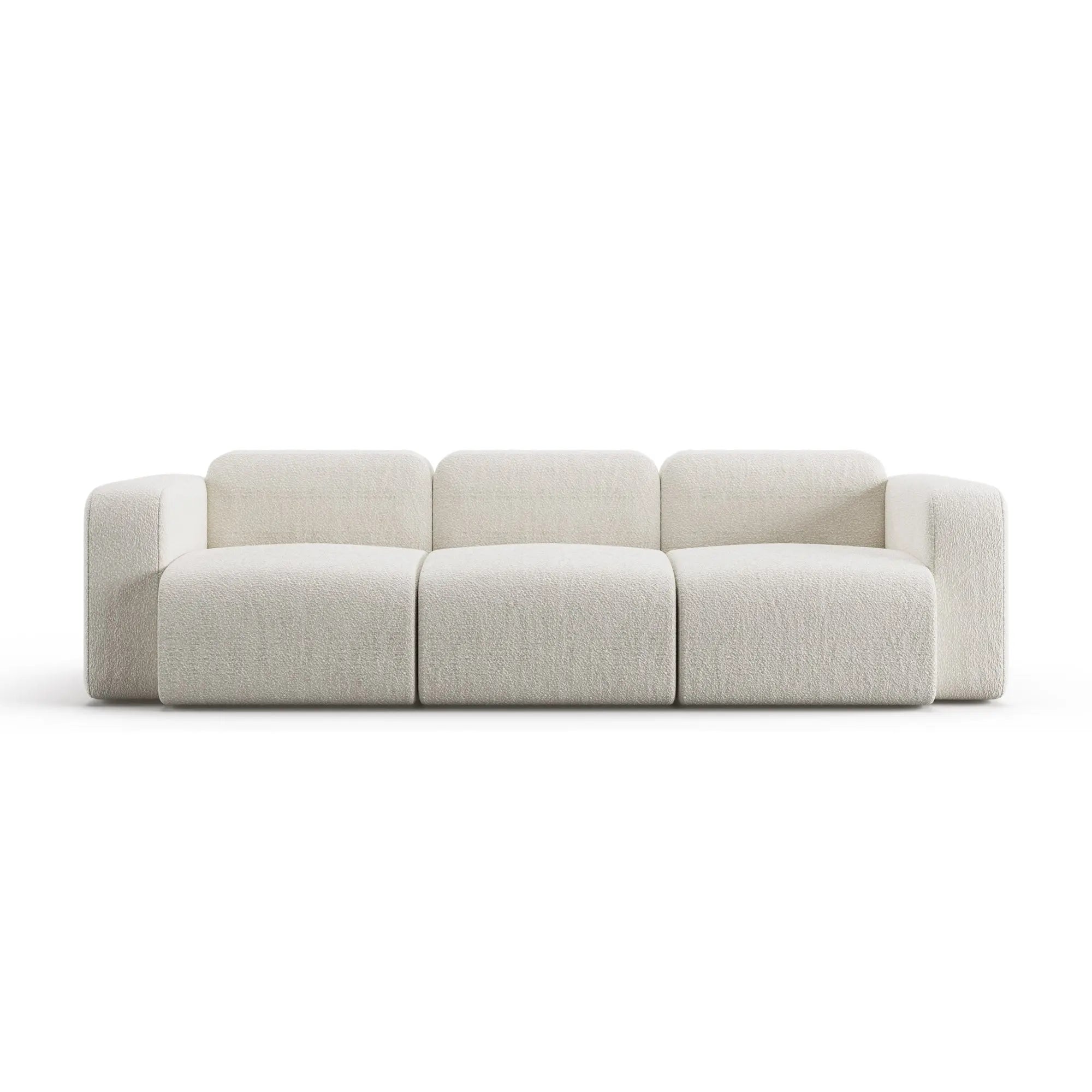 Canapé Modulable 3 Places en Tissu Bouclé Blanc – Design Contemporain Haut de Gamme Uniqam Design