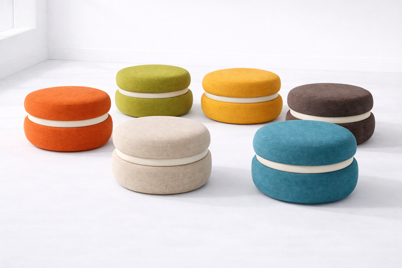 Pouf macaron design coloré pour salon
Pouf rond macaron orange design
Pouf macaron bleu mobilier design
Pouf macaron vert décoration moderne